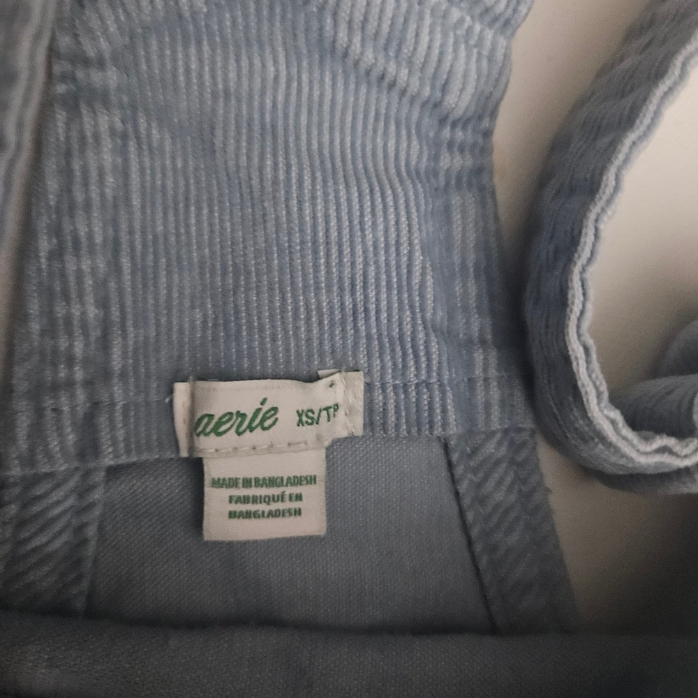 Aerie Womens Light Blue Corduroy Bib Overalls Raw Hem XS - Picture 5 of 7